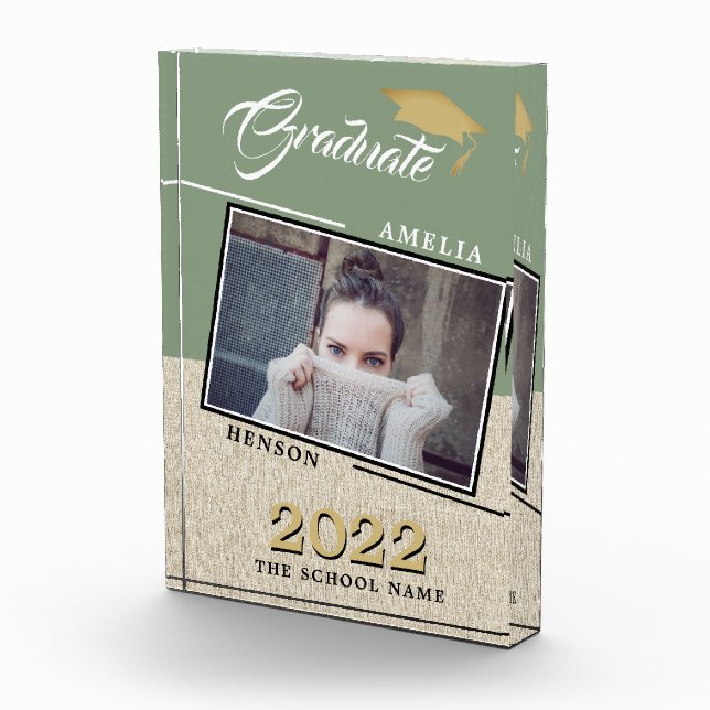 Rustikaler moderner grüner Abschluss Fotoblock (Rechts)