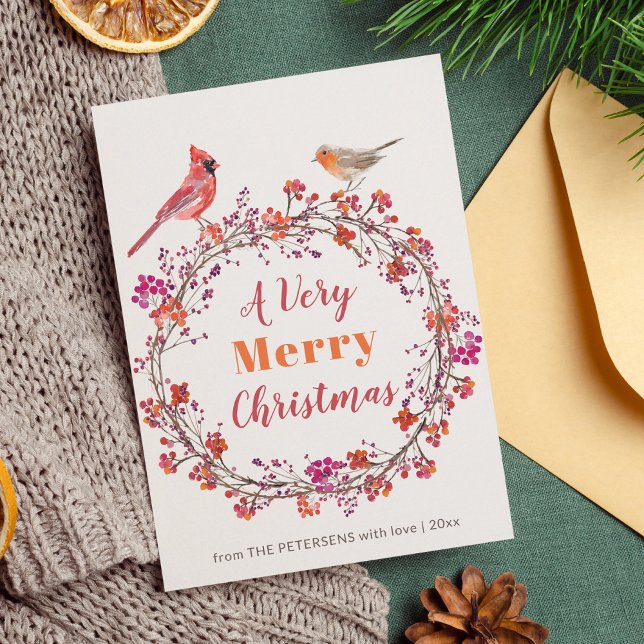 Rustikaler, moderner Weihnachtskranz Feiertagskarte (Von Creator hochgeladen)