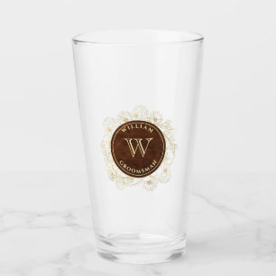 Rustikaler Monogramm-Trauzeuge Glas