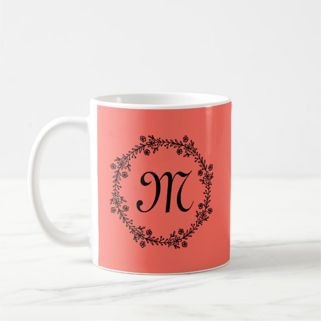 Rustikaler Monogrammkranz Kaffeetasse (Links)