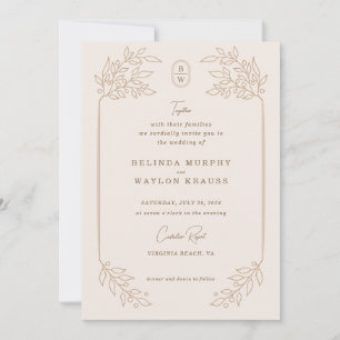 Rustikaler Monoline-Blumenrahmen Einladung