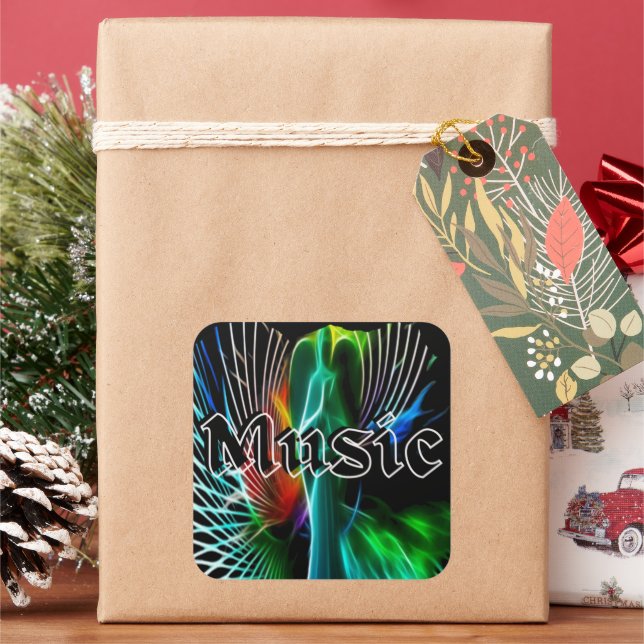 Rustikaler Musik Quadratischer Aufkleber (Feiertag)