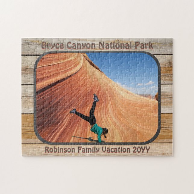 Rustikaler Nationalpark Custom Foto Familienurlaub Puzzle (Horizontal)