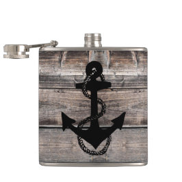 rustikaler nautischer Hintergrund mit ANCHOR | Flachmann