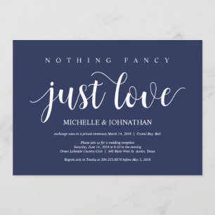 Rustikaler Navy Blue Wedding Elopement Empfang Einladung