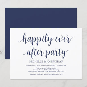 Rustikaler Navy Blue Wedding Elopement Empfang Einladung