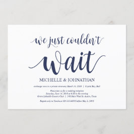 Rustikaler Navy Blue Wedding Elopement Empfang Einladung
