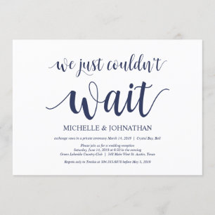 Rustikaler Navy Blue Wedding Elopement Empfang Einladung