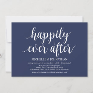 Rustikaler Navy Blue Wedding Elopement Empfang Einladung