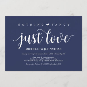 Rustikaler Navy Blue Wedding Elopement Empfang Einladung