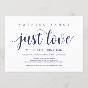 Rustikaler Navy Blue Wedding Elopement Empfang Einladung