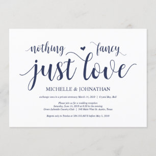 Rustikaler Navy Blue Wedding Elopement Empfang Einladung