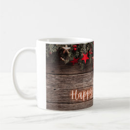 Rustikaler Neon Happy Holidays Kaffeetasse