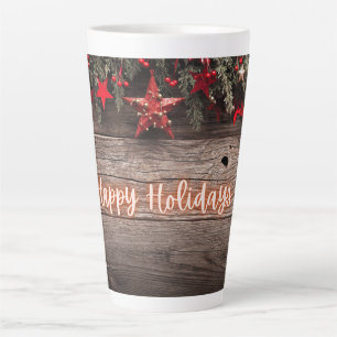 Rustikaler Neon Happy Holidays Milchtasse