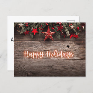Rustikaler Neon Happy Holidays Postkarte