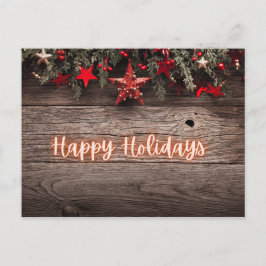 Rustikaler Neon Happy Holidays Postkarte