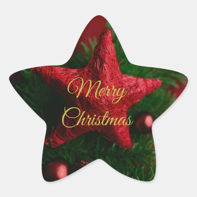 Rustikaler Niedlicher Weihnachtssternaufkleber Stern-Aufkleber (Vorderseite)