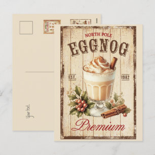 Rustikaler Nordpol Eggnog Holzhintergrund Feiertagspostkarte