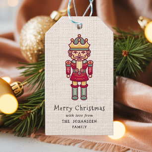 Rustikaler Nussknacker-Falscher Jute-Frohe Weihnac Geschenkanhänger