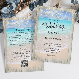 Rustikaler Ocean Beach Hochzeitungs-QR-Code Einladung