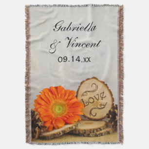 Rustikaler Orange Daisy Woodland Wedding Keepake Decke