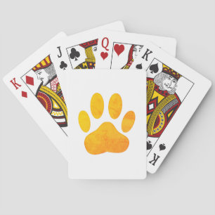 Rustikaler Orange Dog Pawprint Spielkarten