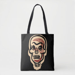 Rustikaler Orange Halloween Skull | Rote Highlight