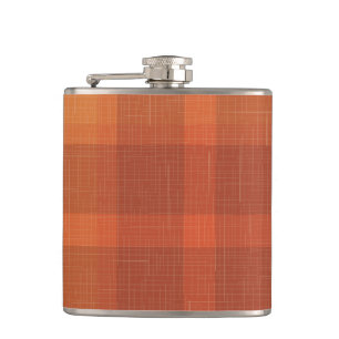 Rustikaler Orange Herbst Karierter Tartan Flachmann