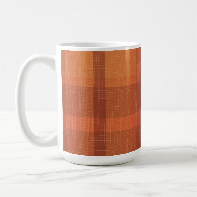 Rustikaler Orange Herbst Karierter Tartan Kaffeetasse (Links)