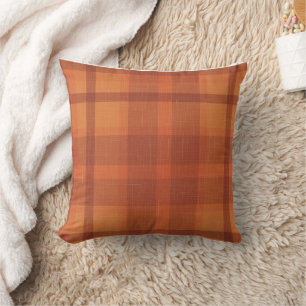 Rustikaler Orange Herbst Karierter Tartan Kissen