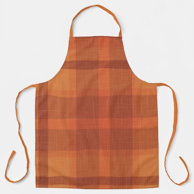 Rustikaler Orange Herbst Karierter Tartan Schürze (Vorderseite)