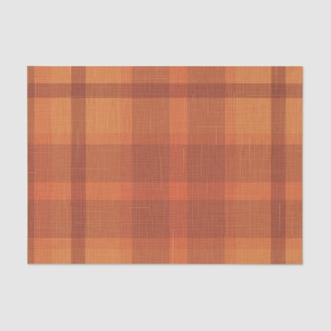 Rustikaler Orange Herbst Karierter Tartan Seidenpapier (Vorderseite)