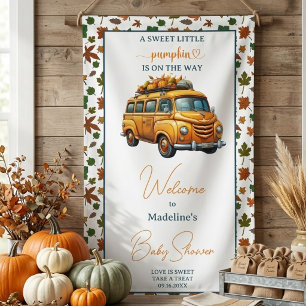 Rustikaler Orangen-LKW Kleiner Kürbis-Baby-Party Banner