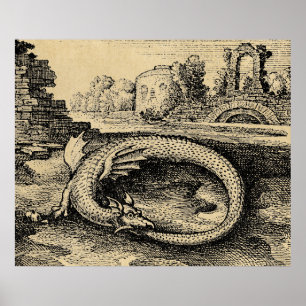 Rustikaler Ouroboros Dragon Poster