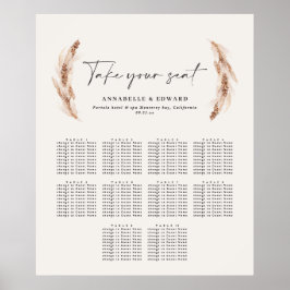 Rustikaler Pampasgras-Botanischer Hochzeitsplan Poster