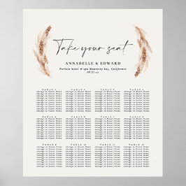 Rustikaler Pampasgras-Botanischer Hochzeitsplan Poster