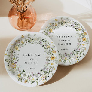 Rustikaler Papier-Teller mit Wildblumen Pappteller