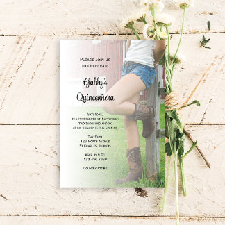 Rustikaler Party Western Quinceañera Einladung
