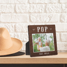 Rustikaler Personalisierter Pop Grandpa Foto Fotoplatte
