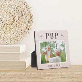 Rustikaler Personalisierter Pop Grandpa Foto Fotoplatte