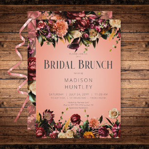 Rustikaler Pfirsichwein und Lila Brauchtum Brunch Einladung