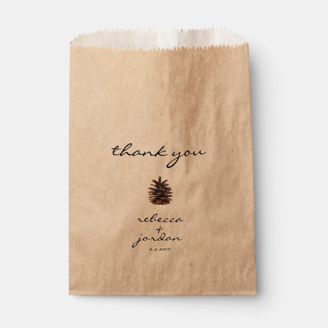 Rustikaler Pine Cone Danke, dass du Bags geschenkt Geschenktütchen (Vorderseite)