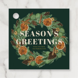 Rustikaler Pine Driving Orange Wreath Green Holida Geschenkanhänger