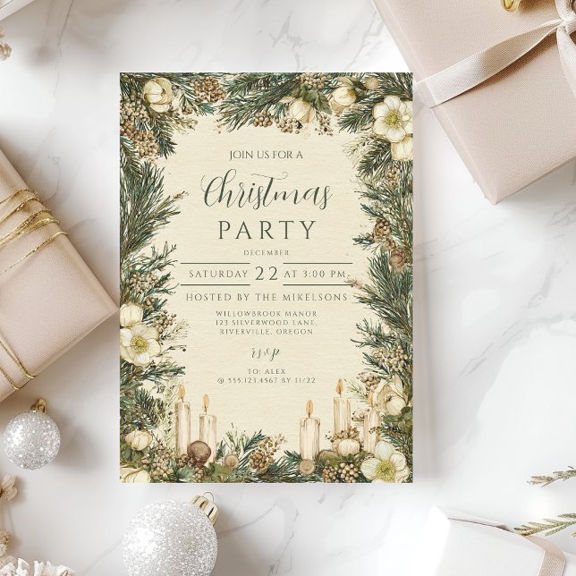 Rustikaler Pinecone Weihnachten Einladung (Von Creator hochgeladen)
