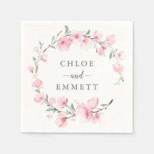 Rustikaler Pink Cherry Blossom Blumenreath Serviette