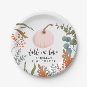 Rustikaler Pink Pumpkin Fall in Liebe Baby Dusche Pappteller