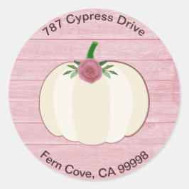 Rustikaler Pink White Pumpkin Floral Umschlag Aufk Runder Aufkleber