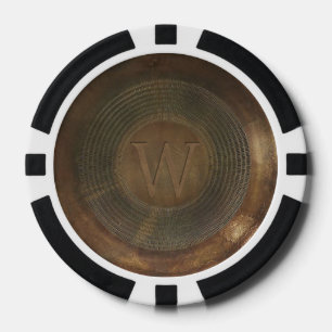 Rustikaler Poker-Chip mit Metal-W-Monogramm Pokerchips