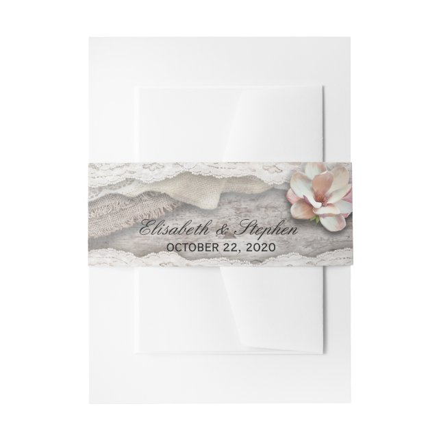 Rustikaler Polterabend aus Holz Burlap Lace Floral Einladungsbanderole (Vorderseite Beispiel)