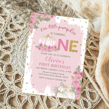 Rustikaler Pumpkin Pink Floral 1. Geburtstag